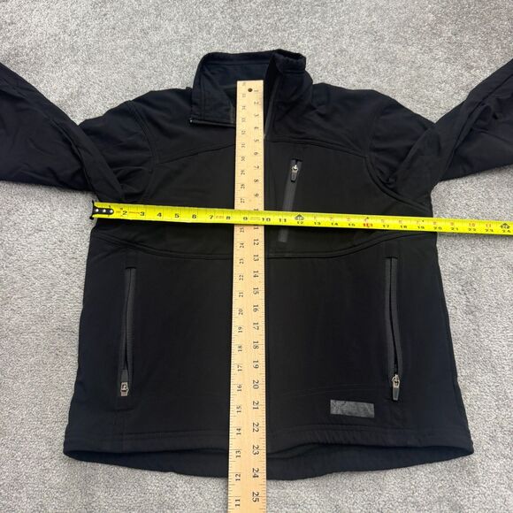 REI Fleece Lined Softshell Jacket Mens Medium Black Full Zip Pocket Outdoor Hike - Picture 10 of 14